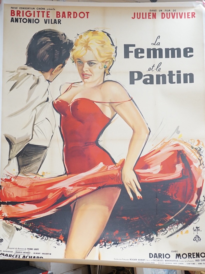 LA FEMME ET LE PANTIN Julien Duvivier. Brigitte Bardot. French poster, Yves Thos. Imp. Affiches Gaillard. Paris. 1958. 166 x 125 cm. linen backed. Unframed.